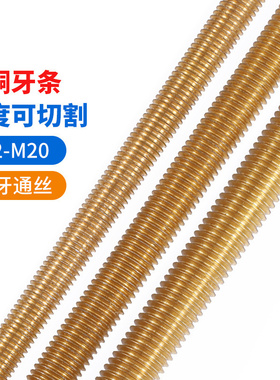 铜丝杆黄铜牙条铜全牙螺柱牙棒螺杆丝杆M2.5M3M4M5M6M10M12M14M16
