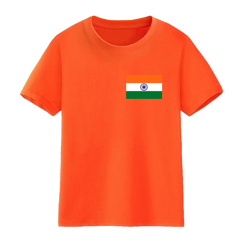 小学生服可以定做男女儿童短袖t恤印度国旗衣服表演活动半袖纯棉