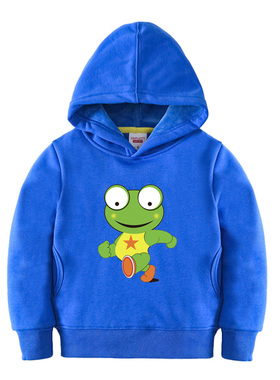 儿童黄色卫衣连帽衫 小青蛙衣服秋冬款青蛙图案男童女童中童小童