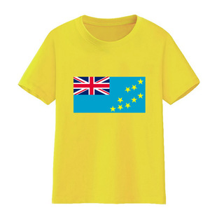 图瓦卢国旗T恤男童短袖女儿童大中小学生班服运动会比赛球衣少年