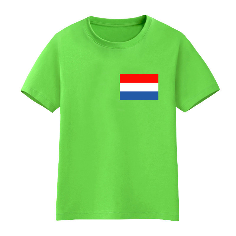 小学生服可以定做男女儿童短袖t恤荷兰国旗衣服表演活动半袖纯棉