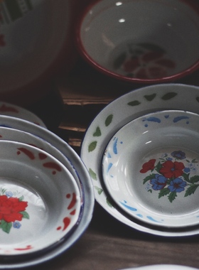 清仓包邮中式搪瓷盘静物摄影餐具