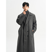 灰色毛呢大衣男中长款 冬季 加厚保暖过膝高级感潮流呢子风衣外套男