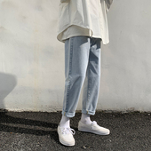 裤 休闲裤 子男牛仔裤 小脚裤 秋季 学生韩版 潮牌修身 百搭直筒九分裤 潮