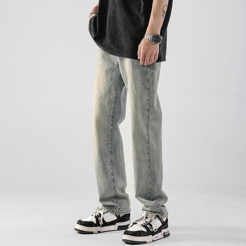 复古水洗春秋修身微喇牛仔裤男