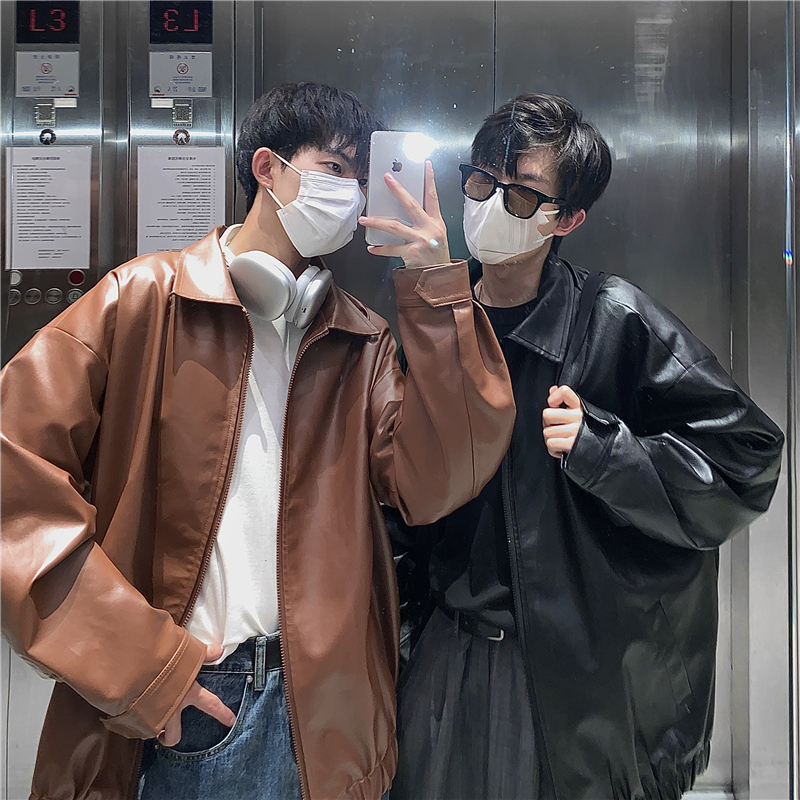 春秋ins潮皮衣男外套痞帅机车高级感港风夹克2022新款上衣服潮牌