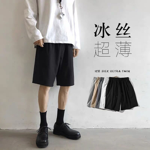 宽松潮牌ins西裤 夏季 短裤 韩版 冰丝休闲裤 潮流百搭直筒五分裤 男士