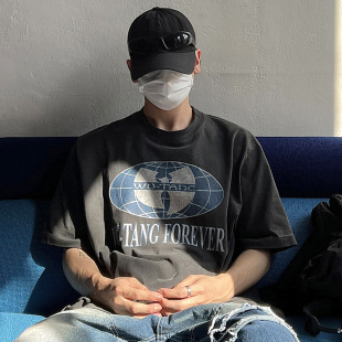 2024新款 T恤男夏季 高街潮牌青少年衣服 复古重磅240克纯棉短袖 美式