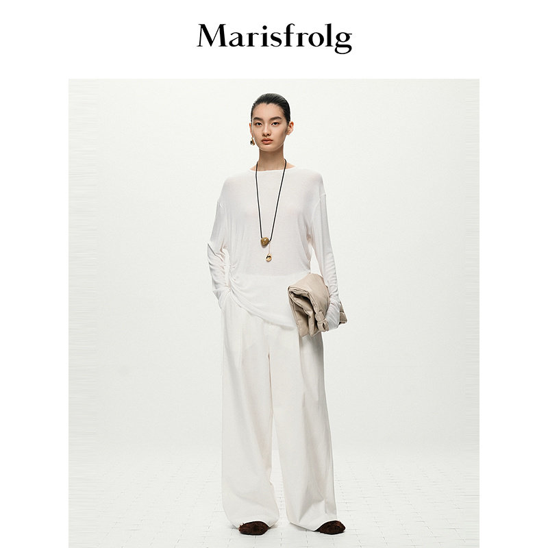 【精简衣橱】Marisfrolg玛丝菲尔春新款宽松百搭长袖T恤上衣图片