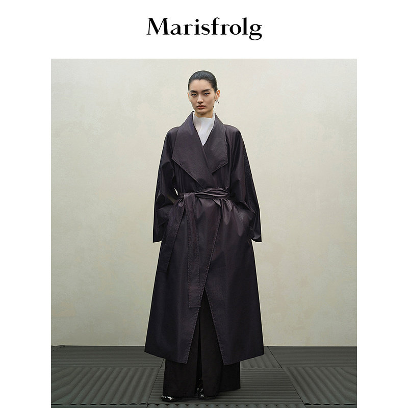 【油蜡风格】Marisfrolg玛丝菲尔大翻领气质宽松廓形风衣式外套,女装/女士精品,风衣,淘宝优惠券,粉丝福利购,淘宝优惠卷