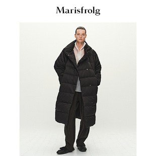 【轻羽系列】Marisfrolg玛丝菲尔冬黑色白鹅绒连帽羽绒服