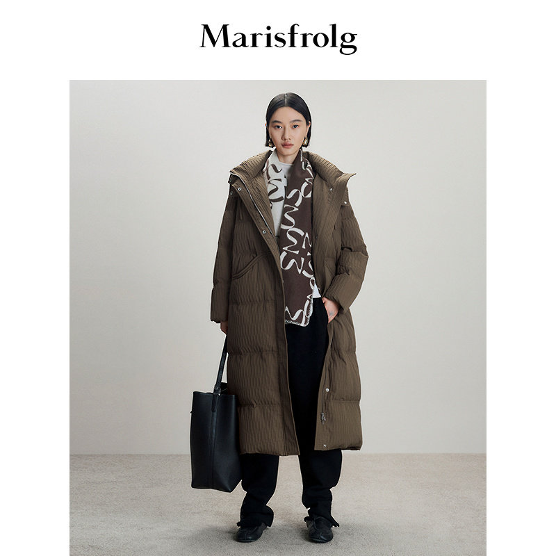 【90白鹅绒】Marisfrolg玛丝菲尔2025冬新款立领长款过膝羽绒服