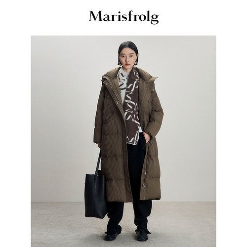 【90白鹅绒】Marisfrolg玛丝菲尔2025冬新款立领长款过膝羽绒服