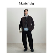 Marisfrolg玛丝菲尔2025冬新款 小立领休闲大廓形羊毛保暖棉服外套