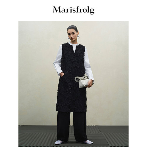 Marisfrolg玛丝菲尔冬新款极简多穿廓形感立体提花背心裙连衣裙