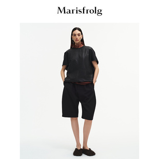 黑色弯刀五分裤 Marisfrolg玛丝菲尔2025秋新款 简约中裤 蛋型裤