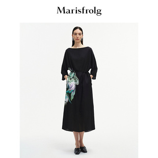 艺术家灵感 Marisfrolg玛丝菲尔重工刺绣印花细腰带收腰洋装