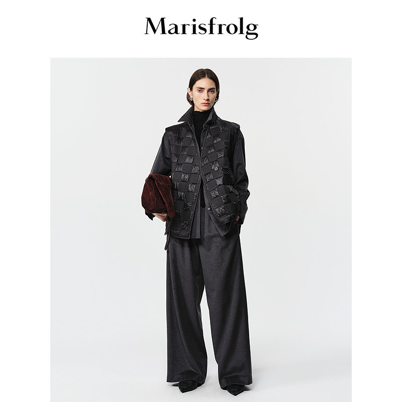 Marisfrolg玛丝菲尔2025冬新款羊毛松紧腰利落包容直身阔腿长裤,女装/女士精品,休闲裤,淘宝优惠券,粉丝福利购,淘宝优惠卷