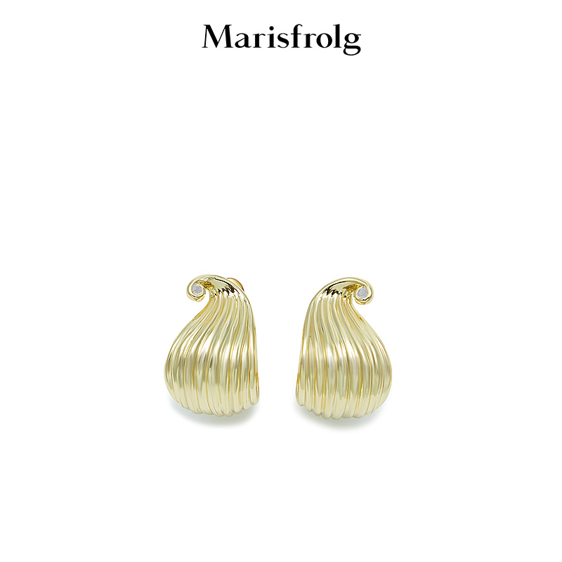 【轻礼系列】玛丝菲尔时尚气质立体卷边肌理造型感金色耳饰女