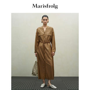 Marisfrolg玛丝菲尔2025冬新款简约衬衫长袖连衣裙