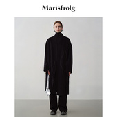 大衣 艺术时装 玛丝菲尔冬纯羊毛黑色双面呢大衣外套