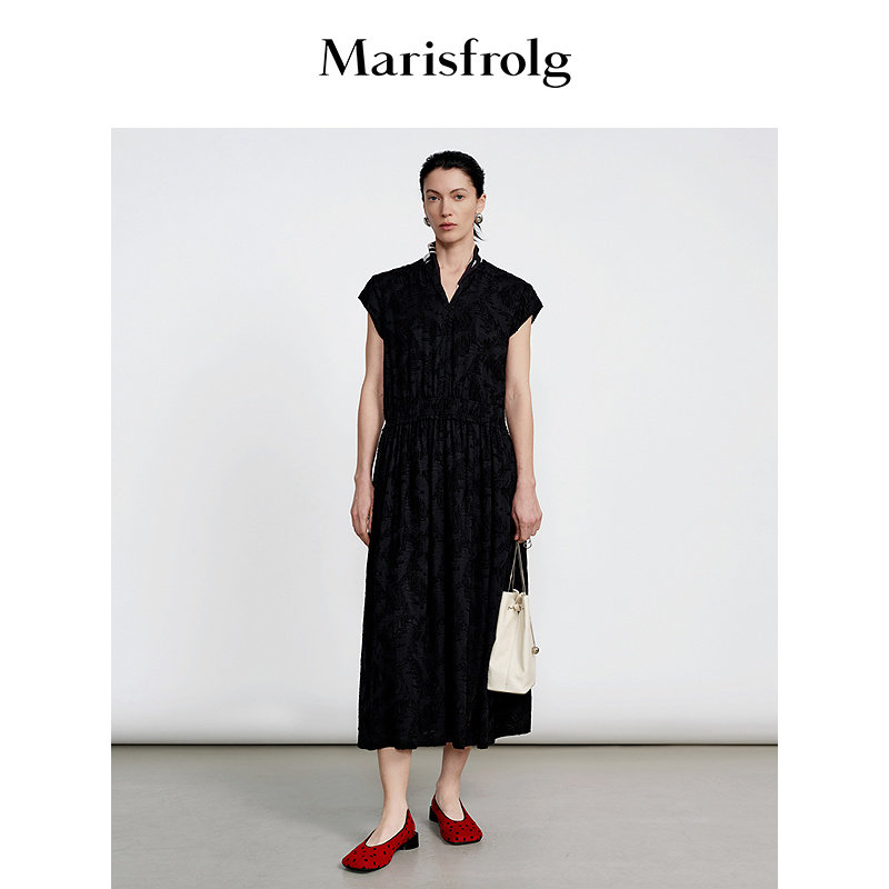 【新能量黑裙】Marisfrolg玛丝菲尔2026夏新款气质收腰廓形连衣裙