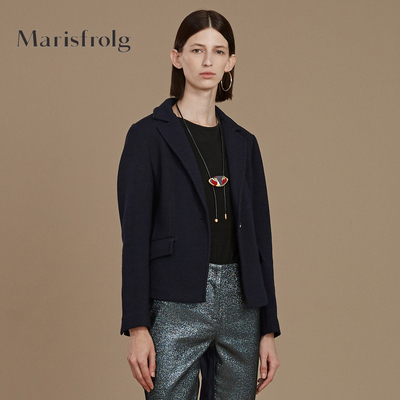 Marisfrolg/玛丝菲尔短款毛呢外套2019冬季新款女装蓝色呢子外套