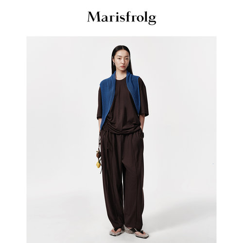 Marisfrolg玛丝菲尔套装2026秋新款时尚气质汉麻抽绳宽松版休闲装