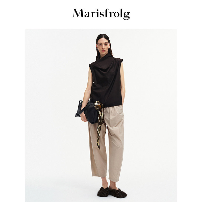 Marisfrolg玛丝菲尔2025秋新款抽绳收腰九分休闲收脚弯刀阔腿裤,女装/女士精品,休闲裤,淘宝优惠券,粉丝福利购,淘宝优惠卷