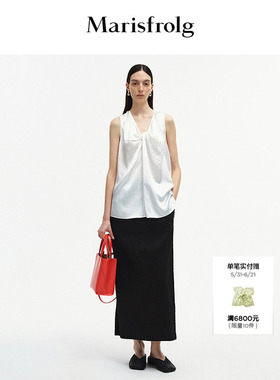 【精简衣橱】Marisfrolg玛丝菲尔夏季白色光泽缎面无袖上衣
