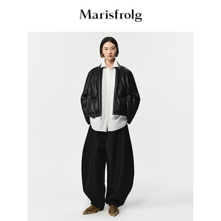 Marisfrolg玛丝菲尔2025冬新款 摩登微光感绵羊皮羽绒皮衣外套 时尚