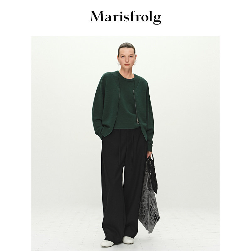 【蛋型裤】Marisfrolg玛丝菲尔春新款高腰抽绳羊毛阔腿休闲裤,女装/女士精品,休闲裤,淘宝优惠券,粉丝福利购,淘宝优惠卷