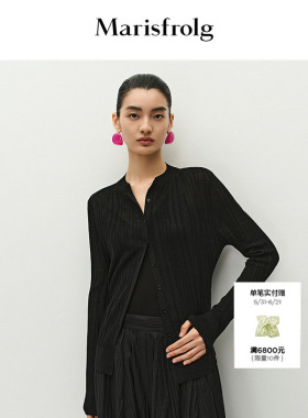 【轻密针织】Marisfrolg玛丝菲尔夏款黑色肌理感针织开衫