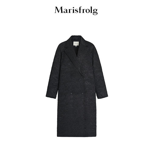 Marisfrolg玛丝菲尔2025冬季新款黑色廓形长款羽绒服外套