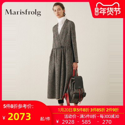 Marisfrolg玛丝菲尔羊毛2020冬中长款灰色毛呢外套呢子大衣