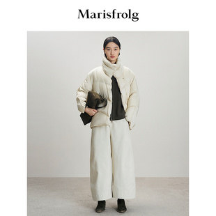 Marisfrolg玛丝菲尔2025冬新款高领宽松保暖米色羽绒服