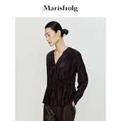 Marisfrolg玛丝菲尔上衣春装 质感肌理系列 v领提花衬衫