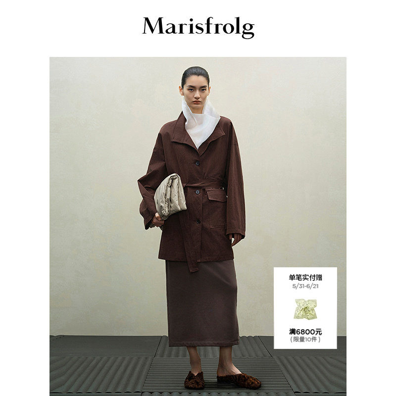 【筑感美学】Marisfrolg玛丝菲尔2025秋新款立领收腰风衣式外套