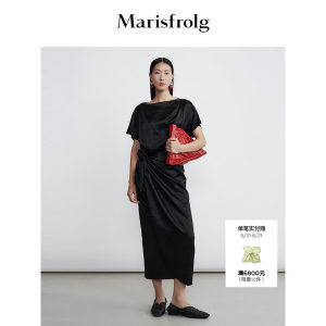 【新能量黑裙】Marisfrolg玛丝菲尔2026夏新款一字肩廓形连衣裙