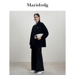 【澳洲羊毛】Marisfrolg玛丝菲尔2025冬新款荡领短外套羊毛大衣