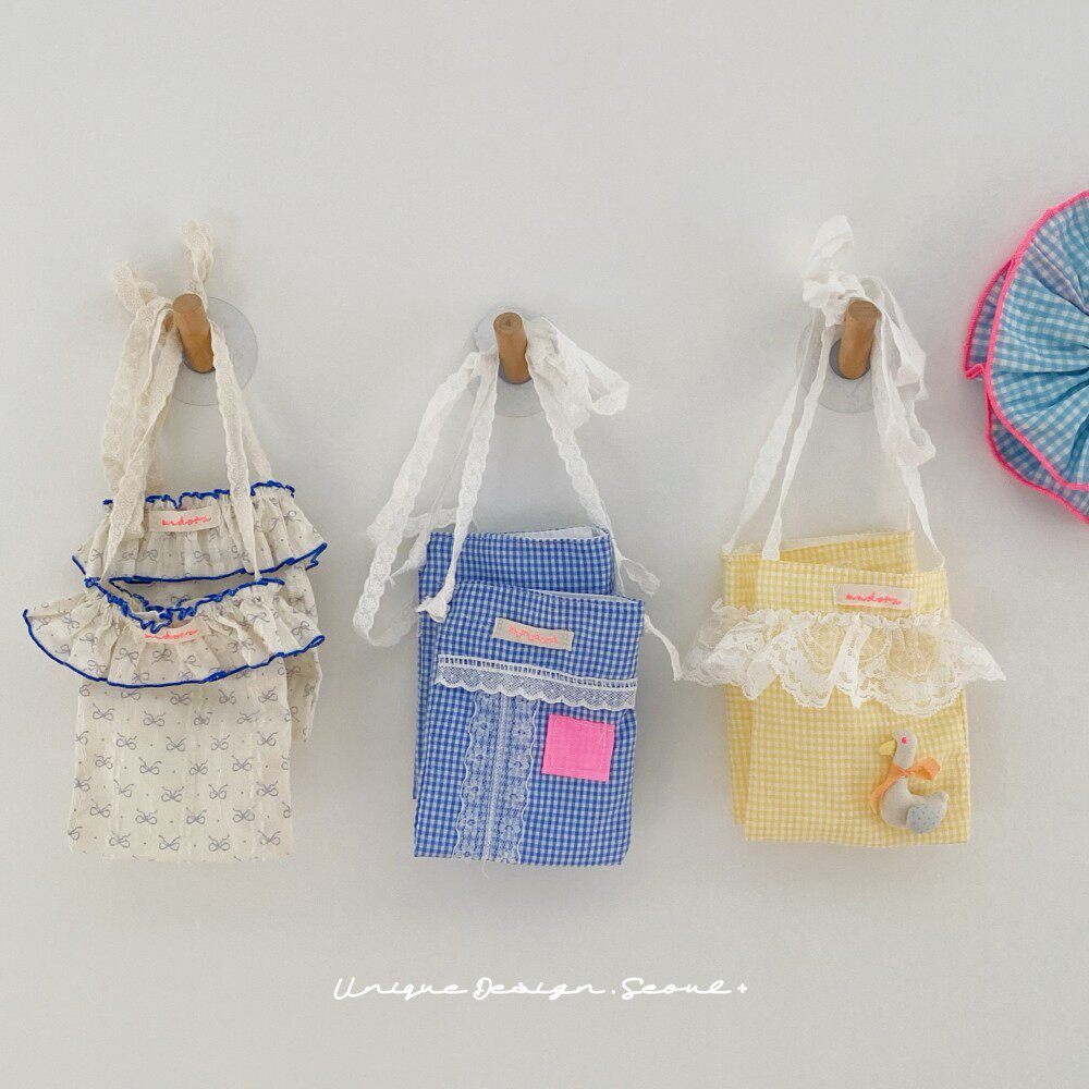 韩系碎花手作布艺花边公主风手拎包儿童宝宝度假外出拍照斜挎包女