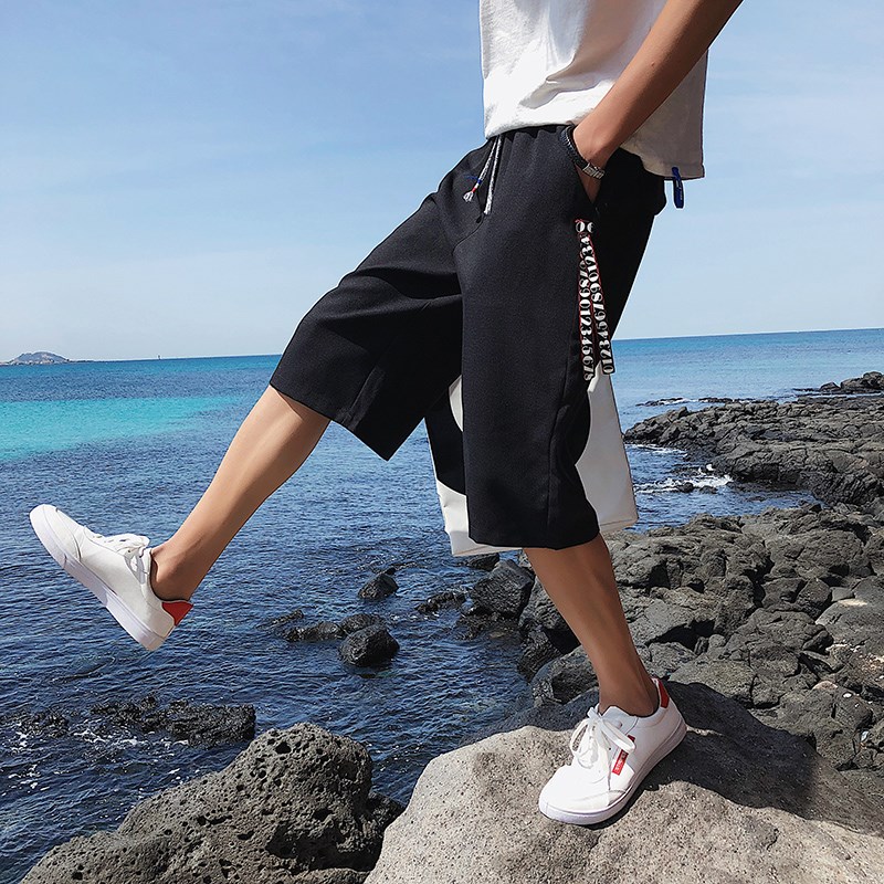 夏天大褲頭男外穿六分短褲韓版潮流寬松6分褲男中路褲棉麻半腿褲在類目 男裝, 休閒褲中 - 來自Buy2taobao.com提供專業的淘寶代購服務