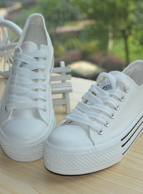 步祥BBgir l韩版潮F82低帮 厚底帆布鞋 女鞋学生 休闲鞋松糕鞋子