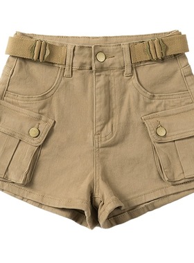 牛仔工装裤短裤女弹性修身2026年新款夏季高腰提臀辣妹热裤潮大码