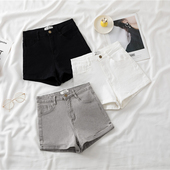 A字短裤 chic港味弹力牛仔短裤 女夏白色高腰修身 女