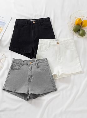 2026夏季新款显瘦灰色弹力牛仔裤短裤女韩版薄款修身高腰休闲热裤
