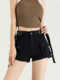 酷辣妹工装 大口袋腰带设计感黑色牛仔短裤 女2026新款 美式 紧身热裤
