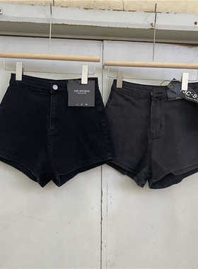 黑色韩版牛仔短裤女2026夏季薄款高腰阔腿a字显瘦热裤