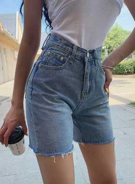 2026新款复古牛仔裤女高腰直筒裤春季黑色中裤五分裤修身显瘦短裤