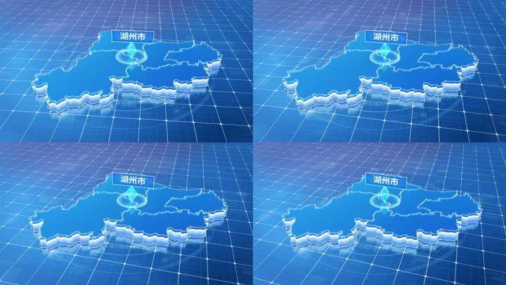 湖州三维地图科技感蓝色网络定位区位连线发散ae模板